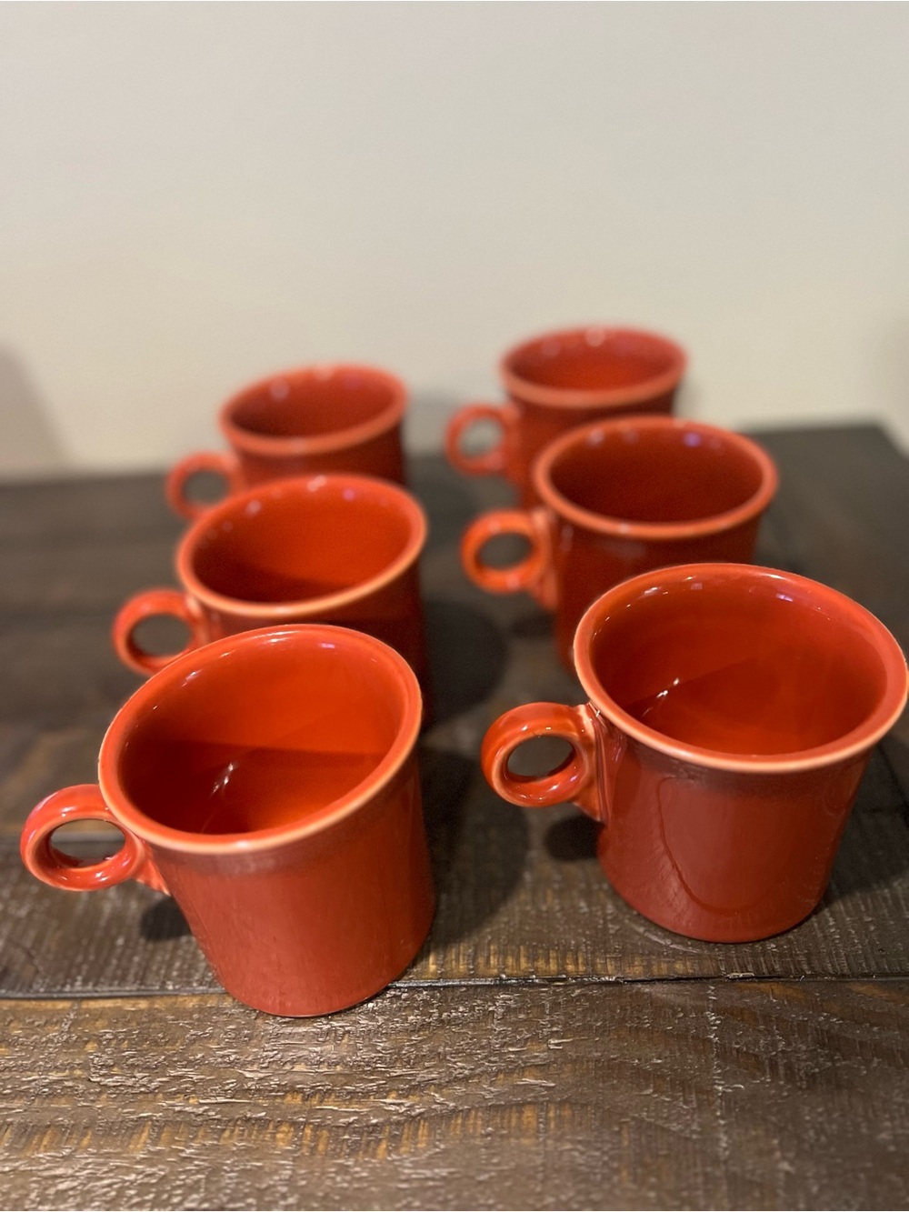 Fiesta Persimmon Ceramic Mugs - Set of 6 unused